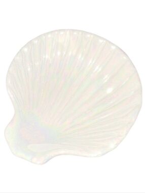 Iridescent White Shell Decorative Tray - Coastal Accent